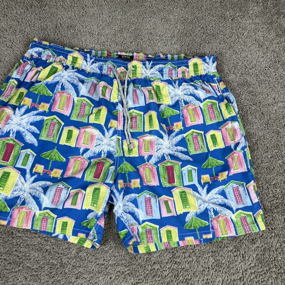Vilebrequin Swim Trunks Mens 5XL Blue Dallas Beach Cabana Palm Shorts Print - Picture 3 of 12
